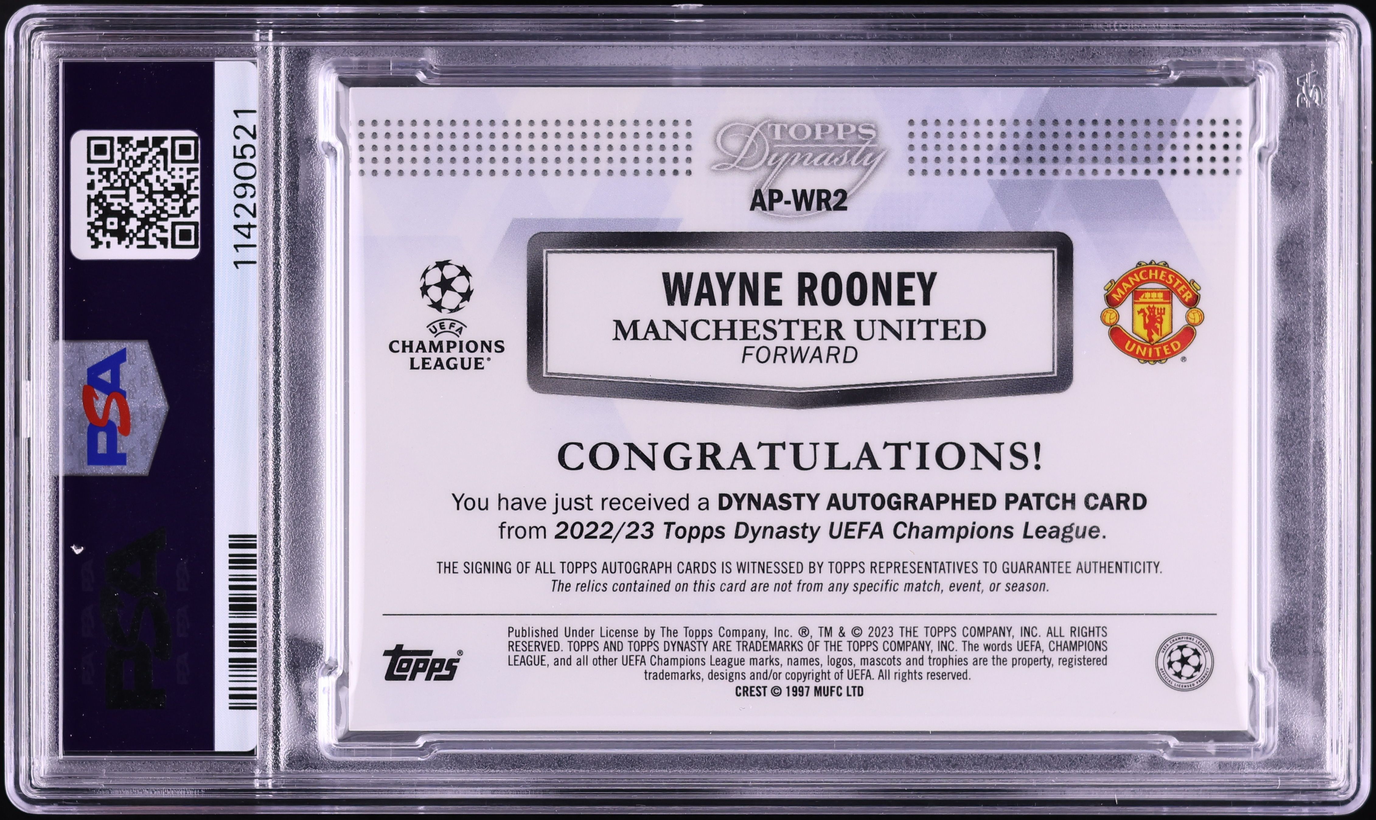 2022 Topps Dynasty UEFA Champions League Black Wayne Rooney PATCH
