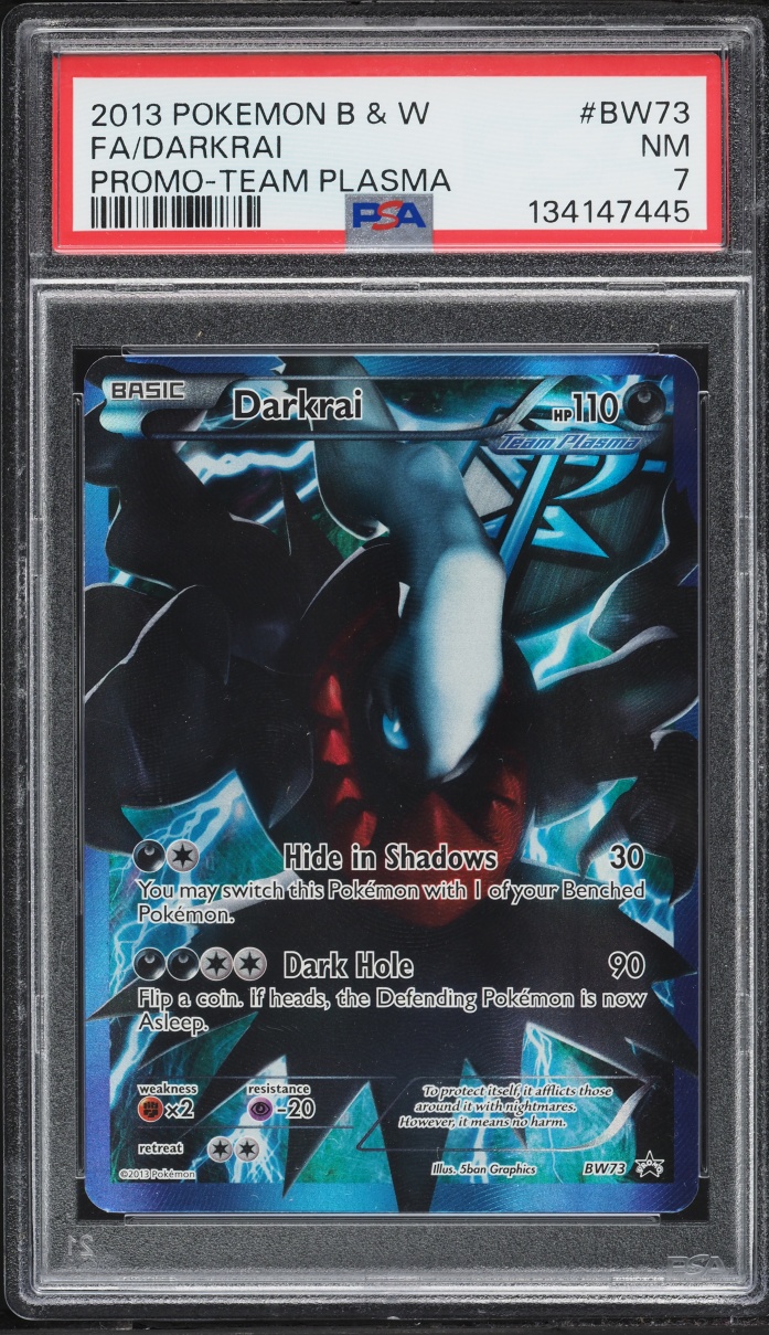 2013 Pokemon Black & White Promo Team Plasma Full Art Darkrai #BW73 PSA 7 NRMT