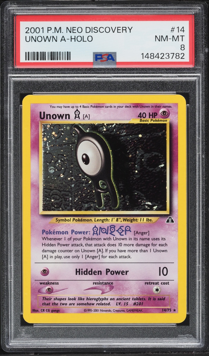 2001 Pokemon Neo Discovery Holo Unown A #14 PSA 8 NM-MT