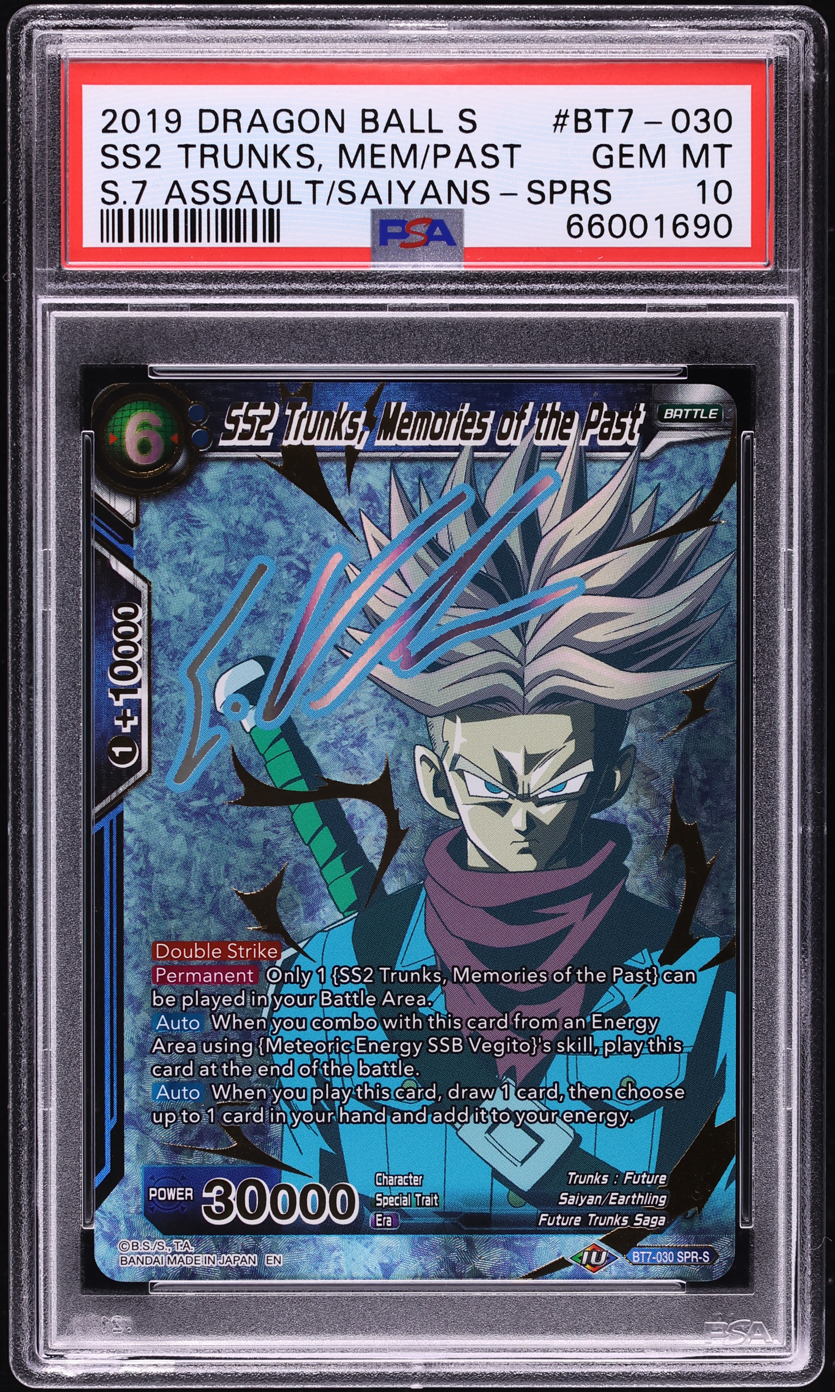 2019 Dragon Ball Super Assault Of The Saiyans SS2 Trunks Memories Of Past SPR-S #BT7-030 PSA 10