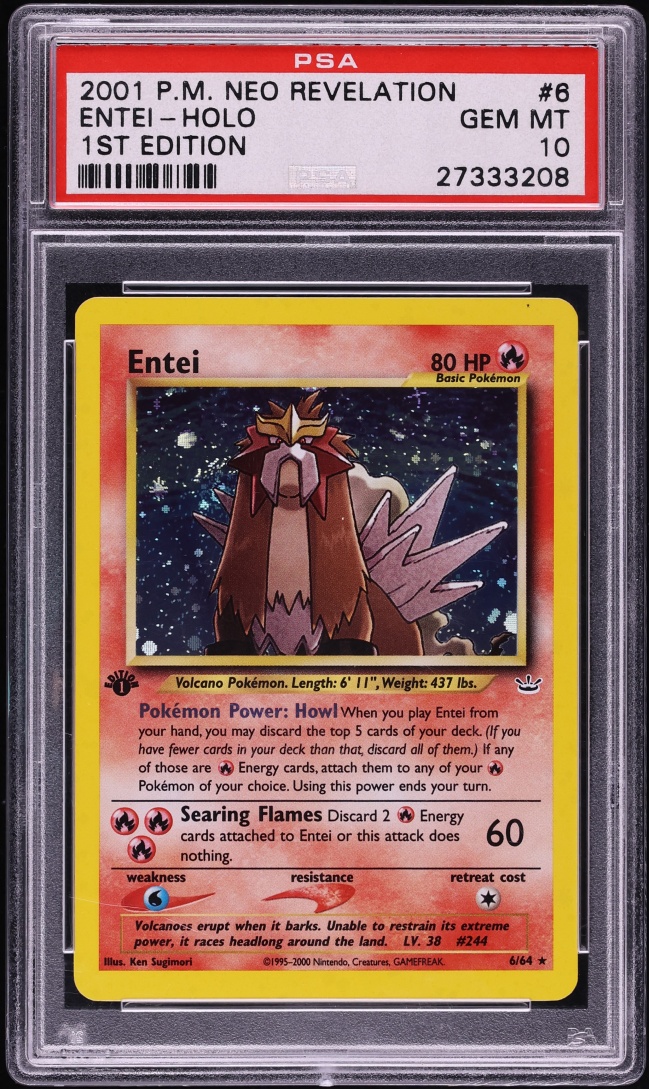 2001 Pokemon Neo Revelation 1st Edition Holo Entei #6 PSA 10 GEM MINT