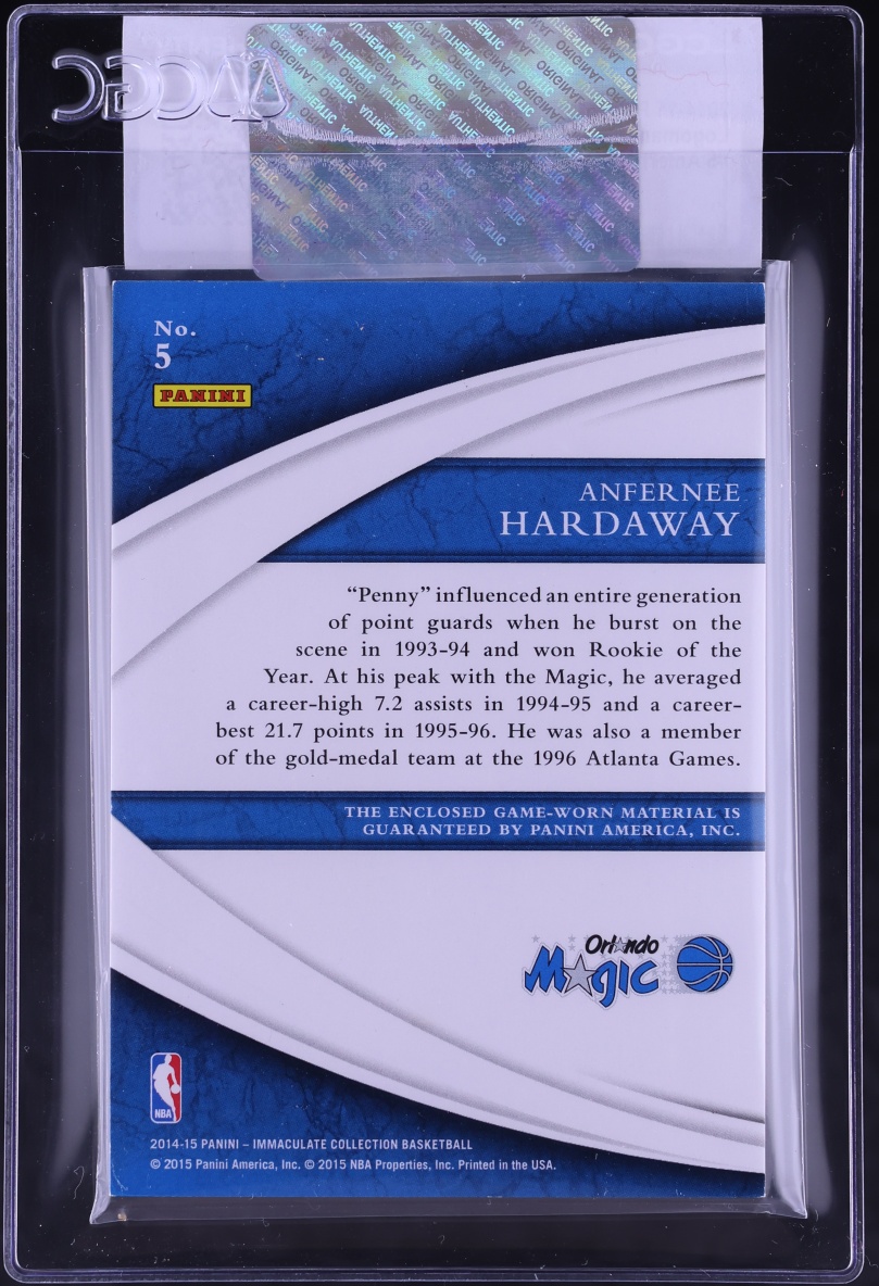 2014 Immaculate Collection Anfernee Hardaway LOGOMAN PATCH 1/1 #5 CGC AUTH