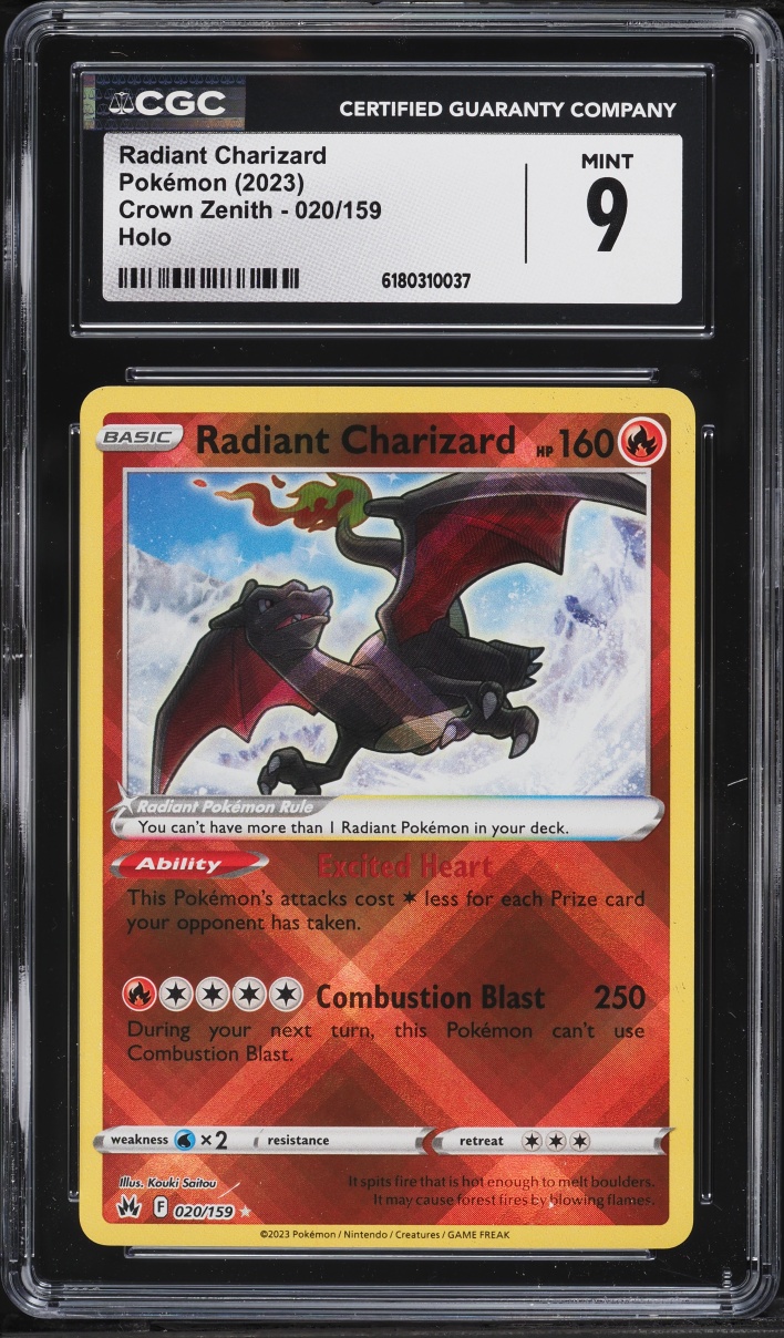 2023 Pokemon Sword & Shield Crown Zenith Holo Radiant Charizard #20 CGC 9 MINT