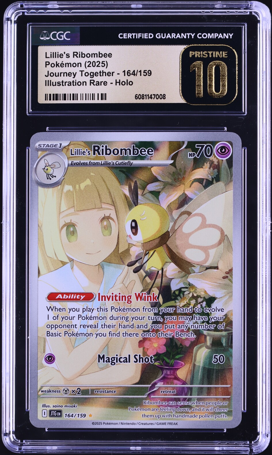 2025 Pokemon SV Journey Together IR Lillie's Ribombee #164 CGC 10 PRISTINE