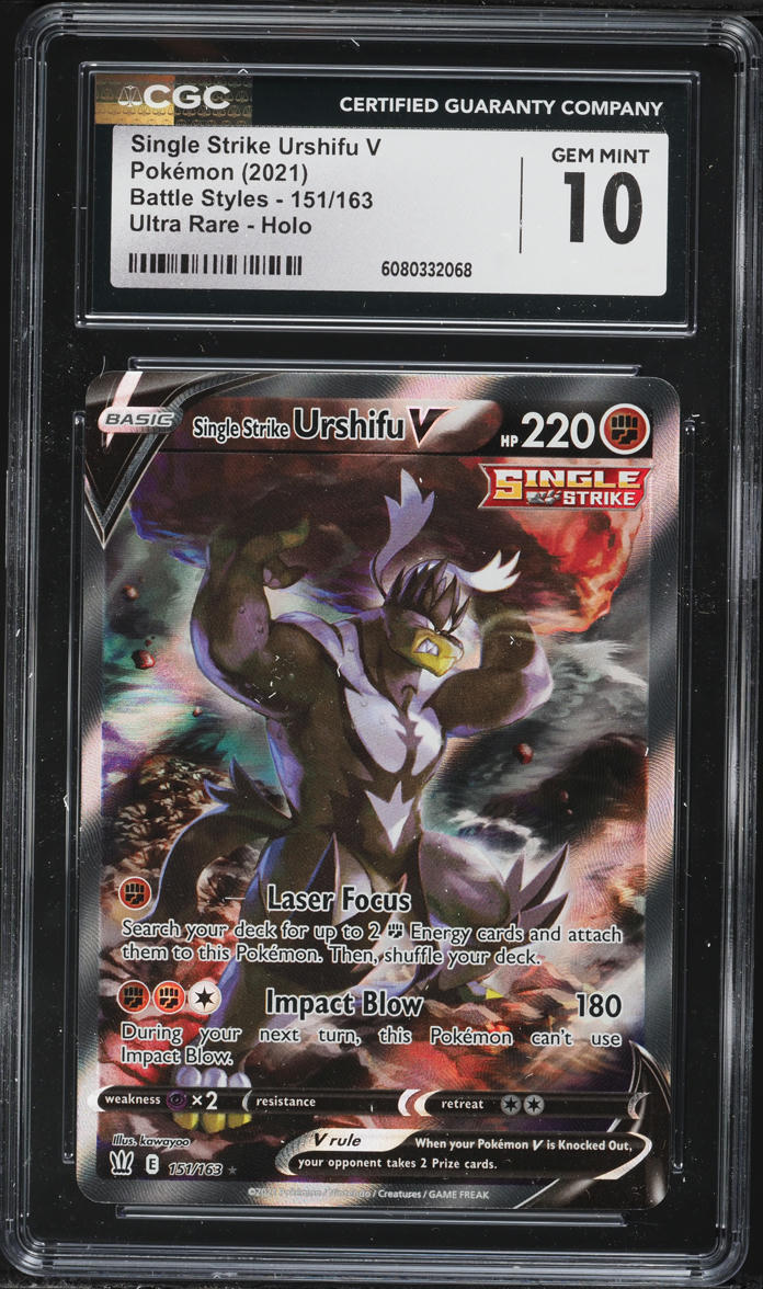 2021 Pokemon Sword & Shield Battle Styles Full Art Single Strike Urshifu V #151 CGC 10 GEM MINT
