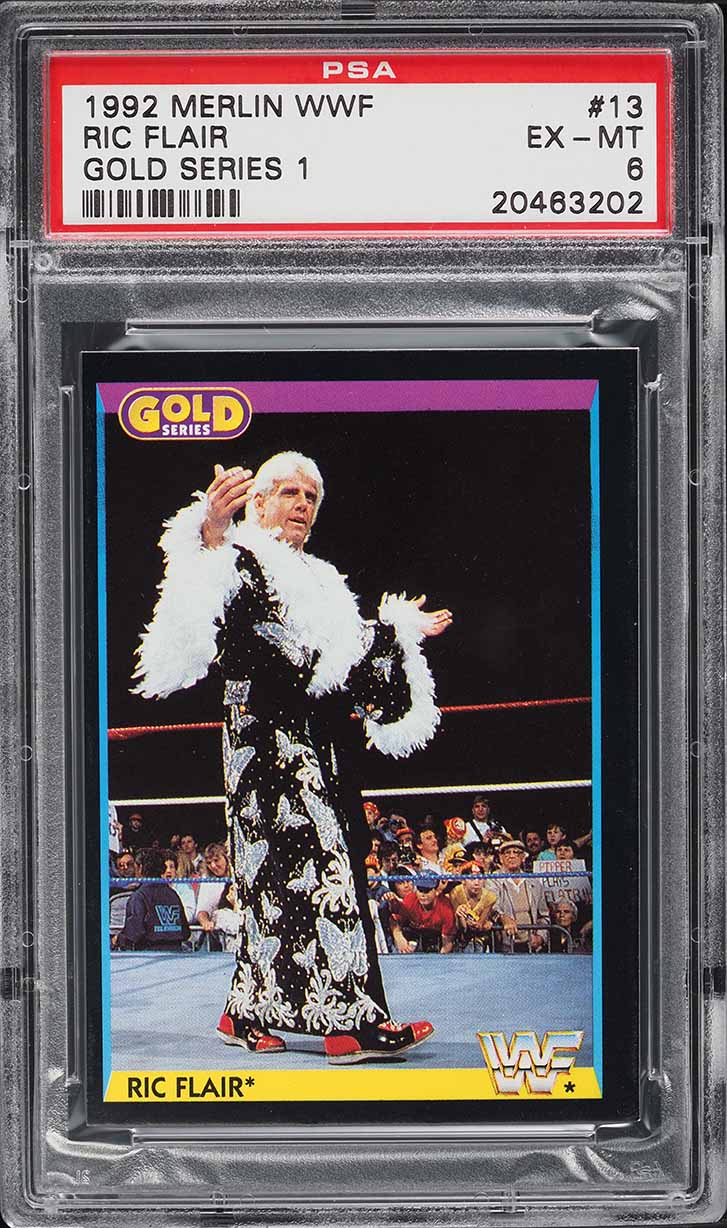 1992 Merlin WWF Wrestling Gold Series 1 Ric Flair #13 PSA 6 EXMT