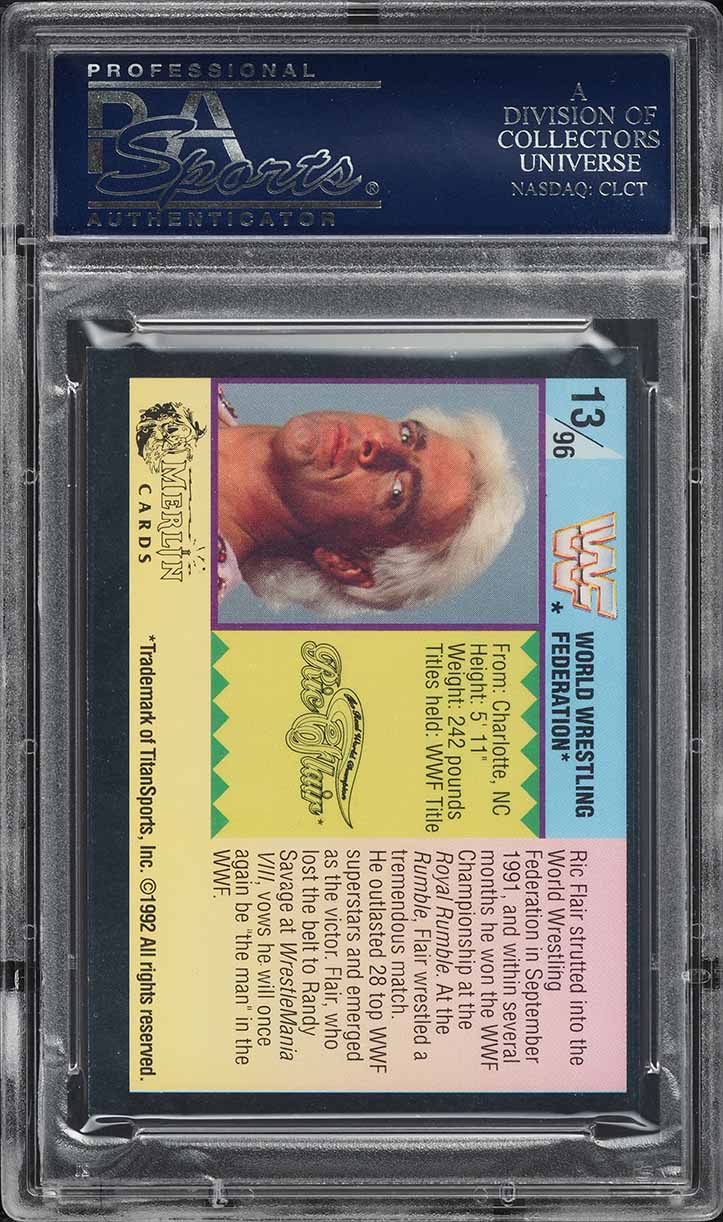 1992 Merlin WWF Wrestling Gold Series 1 Ric Flair #13 PSA 6 EXMT