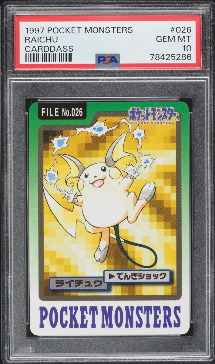 1997 Pokemon Japanese Pocket Monsters Carddass Raichu #26 PSA 10 GEM MINT