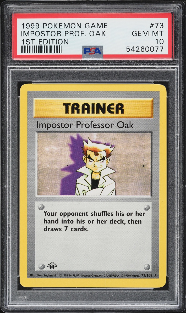 1999 Pokemon Base Set Shadowless 1st Edition Impostor Professor Oak #73 PSA 10 GEM MINT