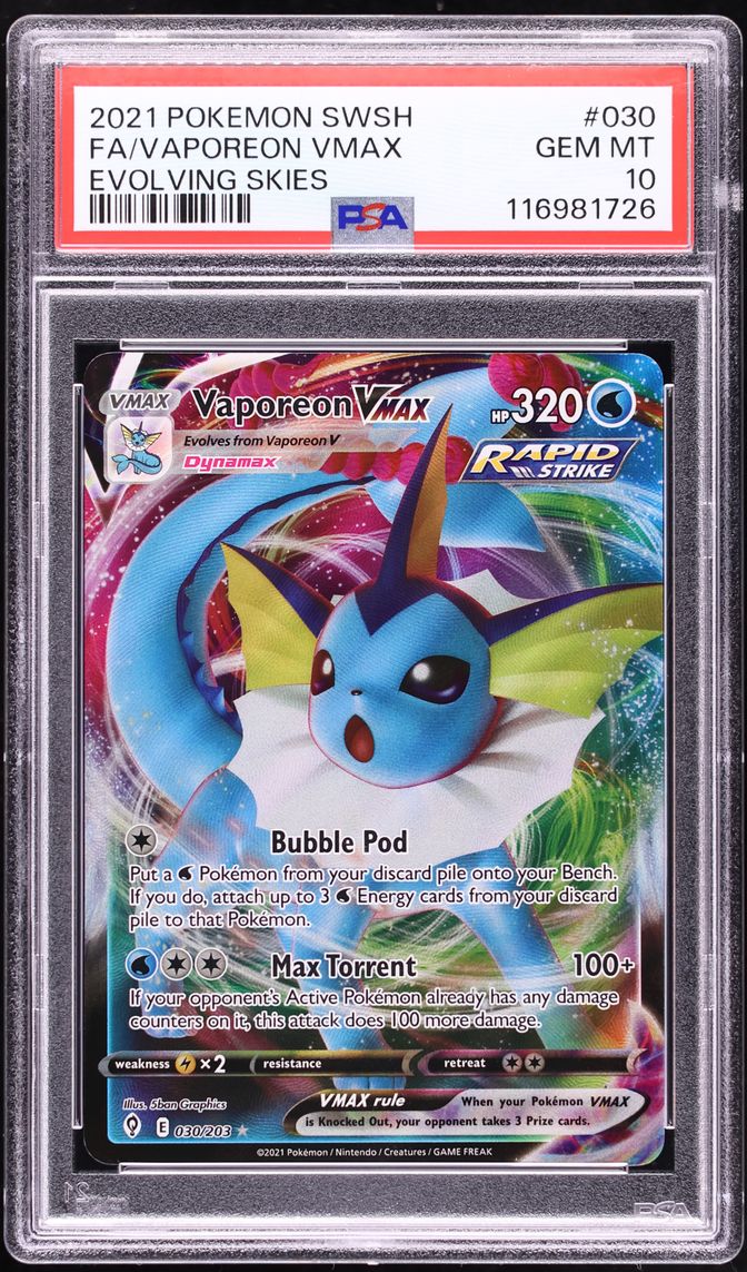 2021 Pokemon Sword & Shield Evolving Skies Vaporeon VMAX #30 PSA 10 GEM MINT