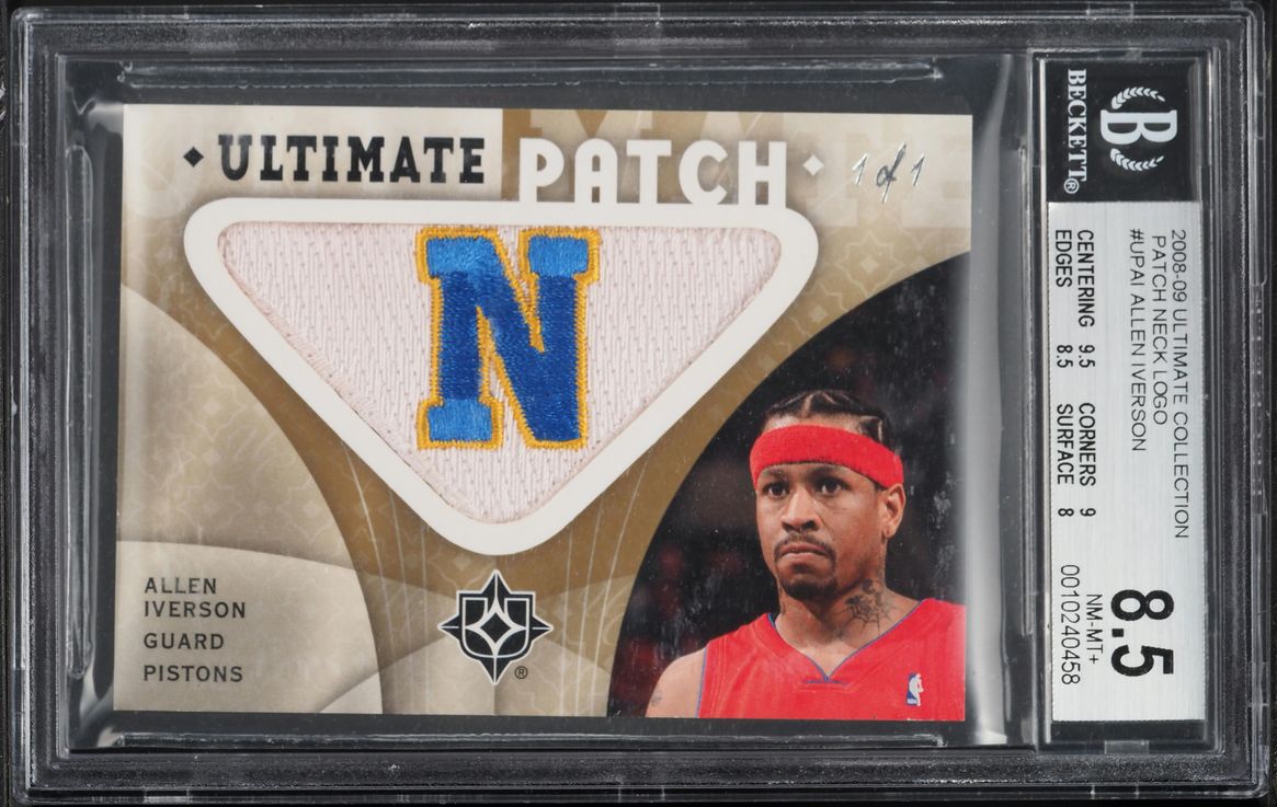 2008 Ultimate Collection Neck Logo Allen Iverson PATCH 1/1 #UPAI BGS 8.5 NM-MT+