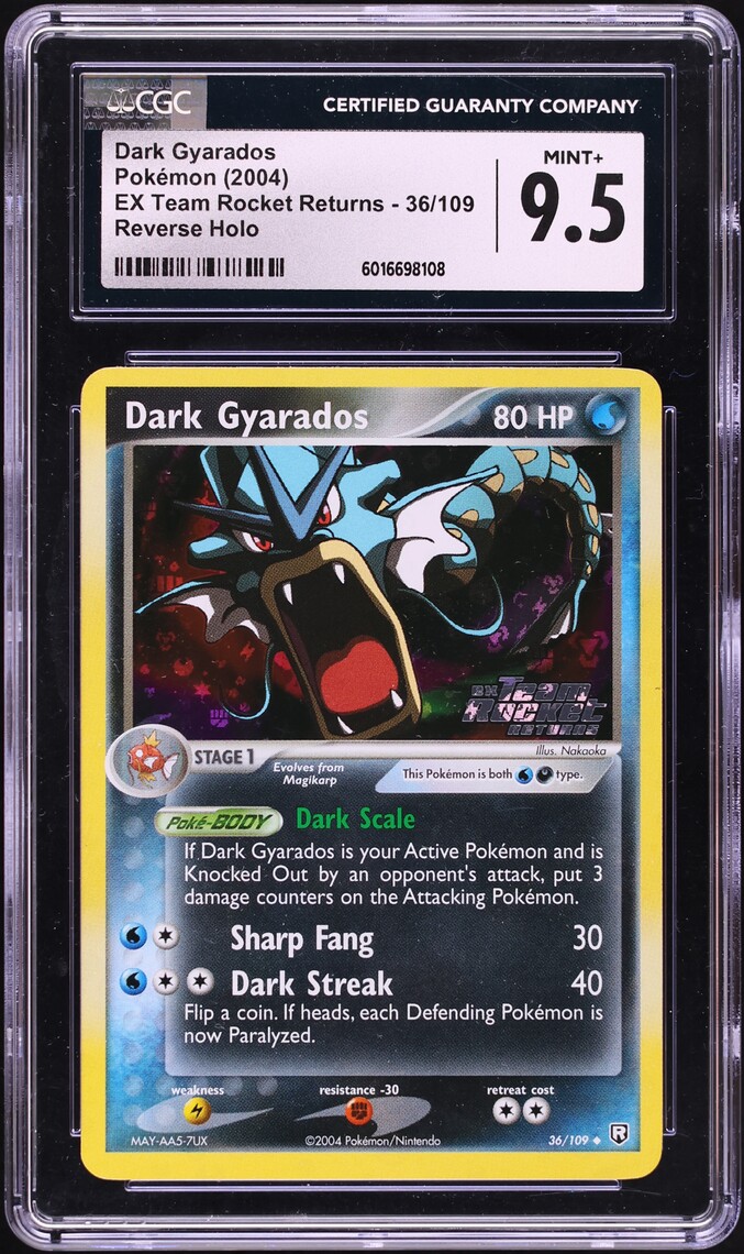 2004 Pokemon EX Team Rocket Returns Reverse Holo Dark Gyarados #36 CGC 9.5 MINT+