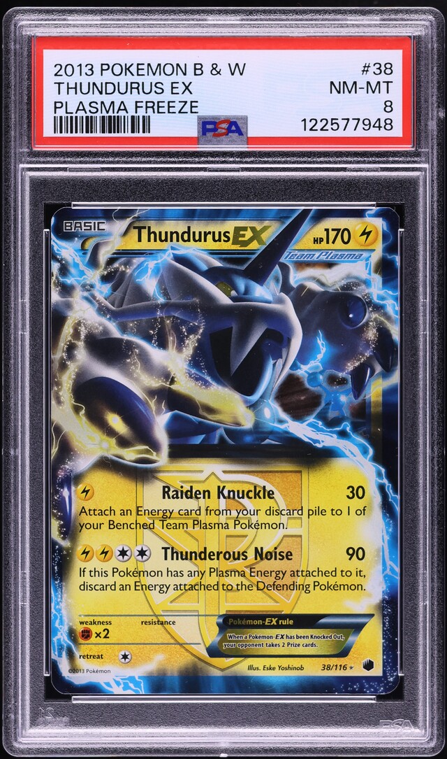 2013 Pokemon Black & White Plasma Freeze Thundurus EX #38 PSA 8 NM-MT