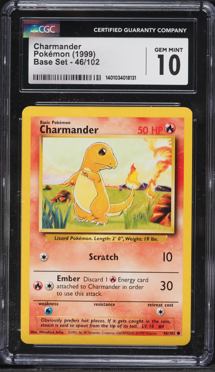 1999 Pokemon Base Set Charmander #46 CGC 10 GEM MINT