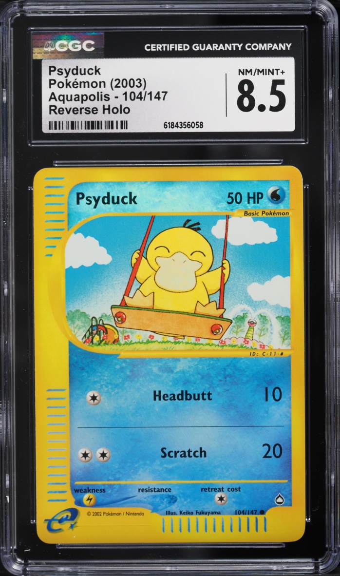 2003 Pokemon Aquapolis Reverse Holo Psyduck #104 CGC 8.5 NM-MT+