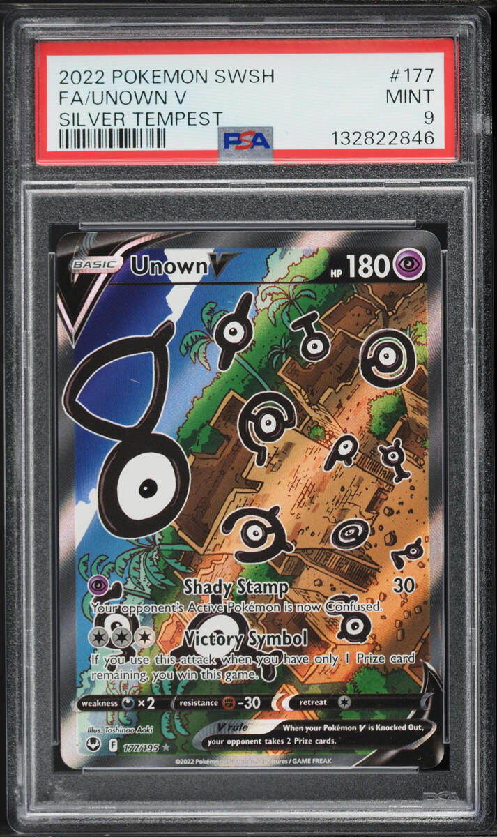 2022 Pokemon Sword & Shield Silver Tempest Full Art Unown V #177 PSA 9 MINT