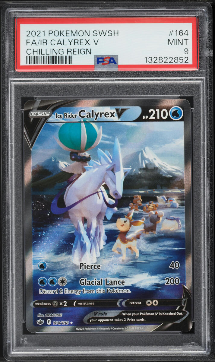 2021 Pokemon Sword & Shield Chilling Reign Full Art Ice Rider Calyrex V #164 PSA 9 MINT