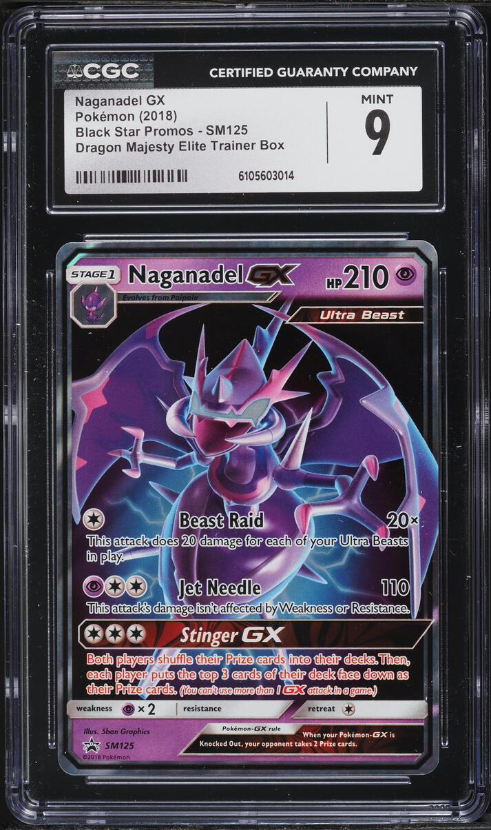 2018 Pokemon Sun & Moon Promo Dragon Majesty ETB Holo Naganadel GX #SM125 CGC 9 MINT
