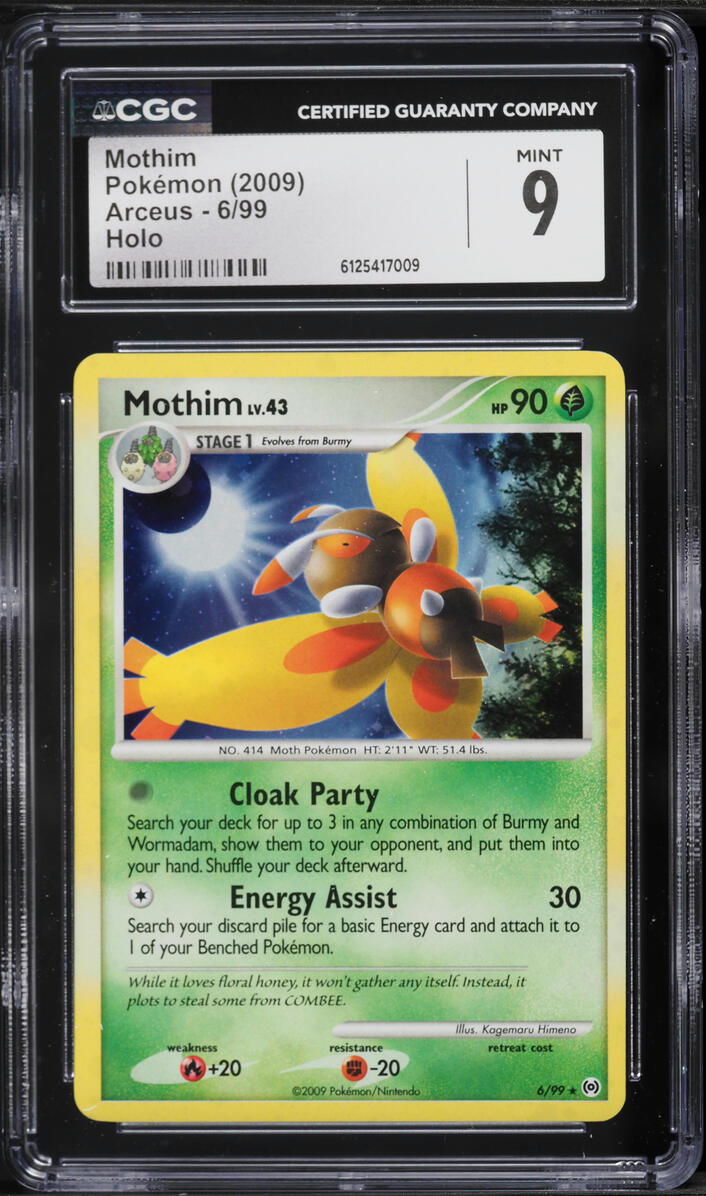 2009 Pokemon Platinum Arceus Holo Mothim #6 CGC 9 MINT