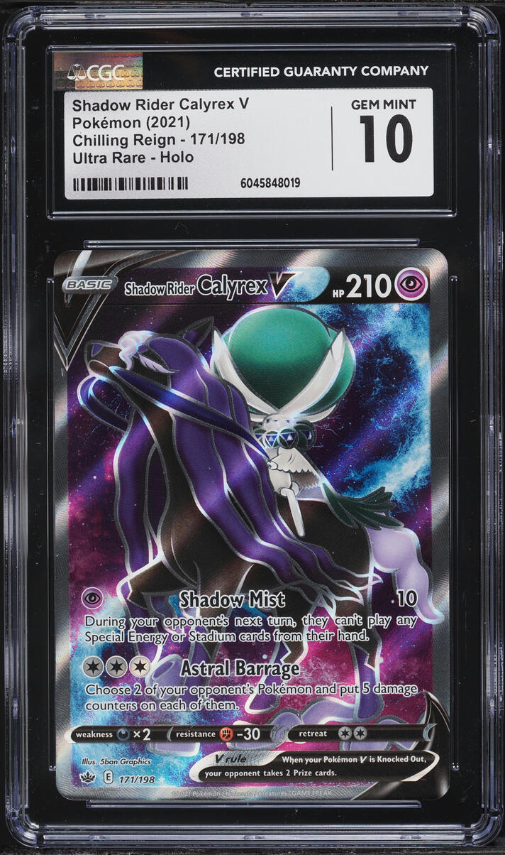 2021 Pokemon Sword & Shield Chilling Reign Full Art Shadow Rider Calyrex V #171 CGC 10 GEM MINT