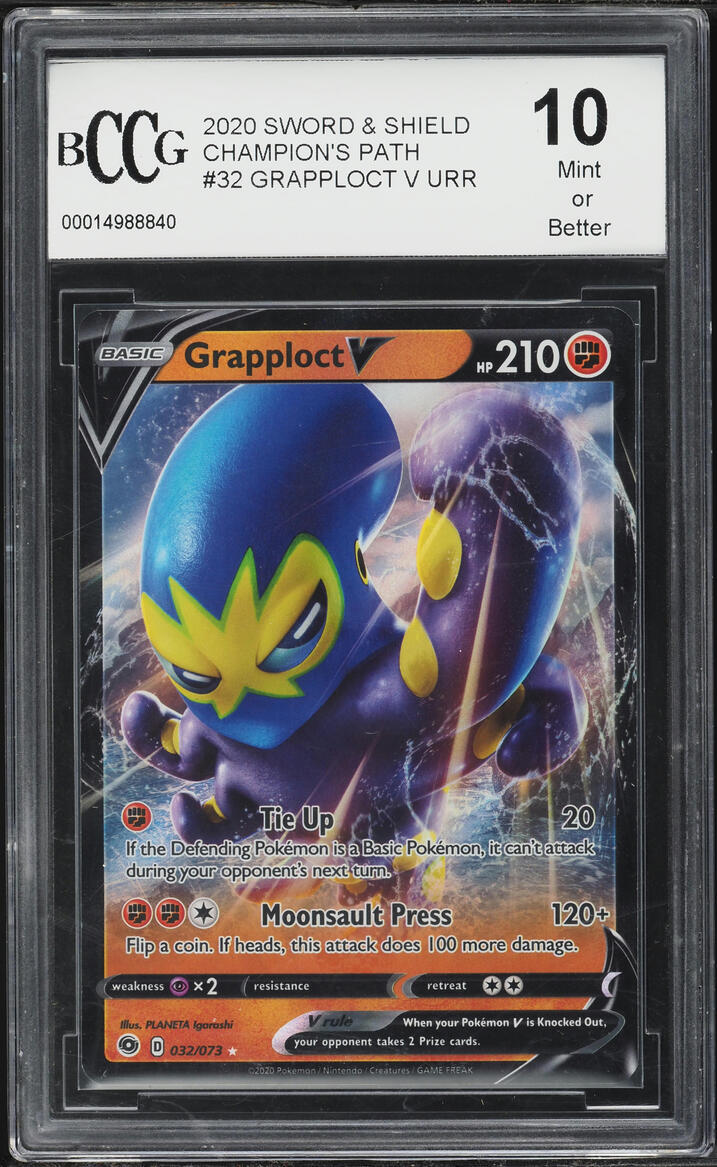 2020 Pokemon Sword & Shield Champion's Path Holo Grapploct V #32 BCCG 10