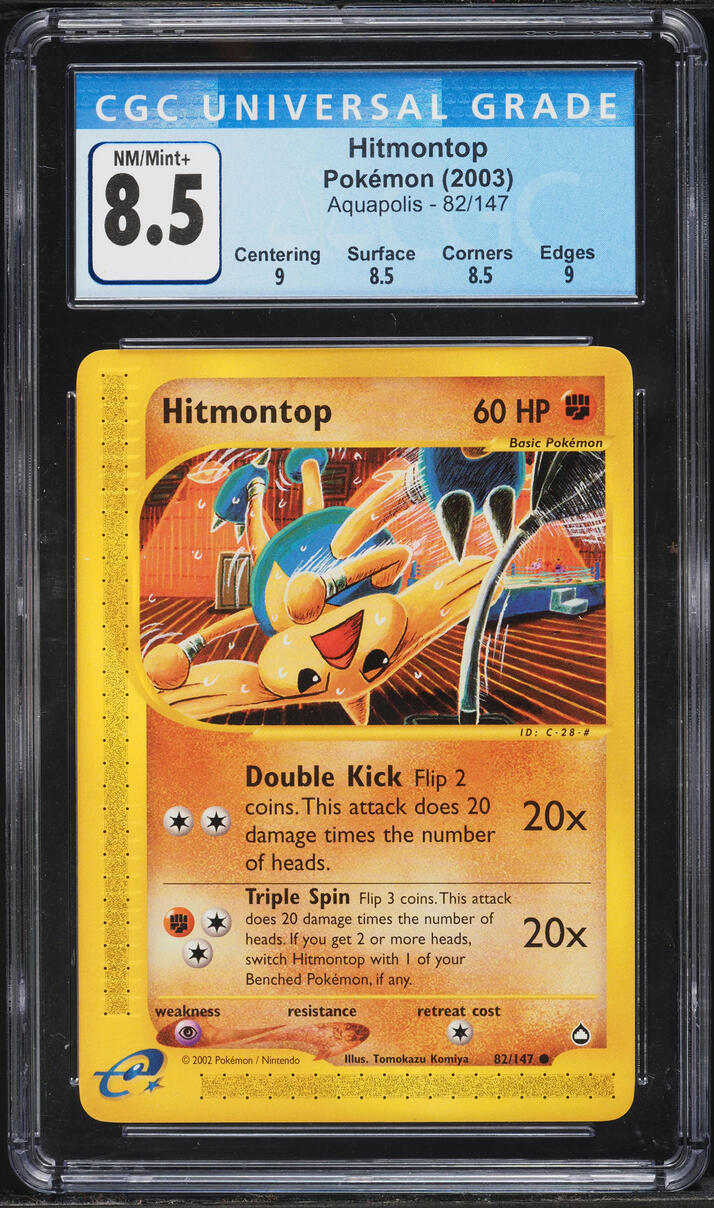 2003 Pokemon Aquapolis Hitmontop #82 CGC 8.5 NM-MT+