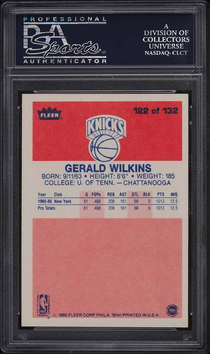 1986 Fleer Basketball Gerald Wilkins #122 PSA 9 MINT