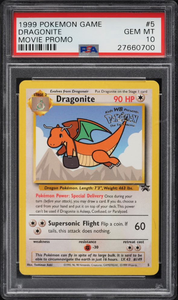 1999 Pokemon Movie Black Star Promo Dragonite #5 PSA 10 GEM MINT