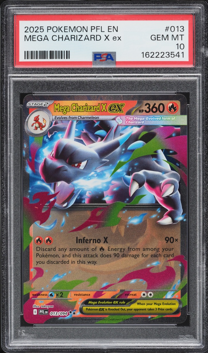 2025 Pokemon Mega Evolution Phantasmal Flames Mega Charizard X Ex #13 PSA 10 GEM MINT