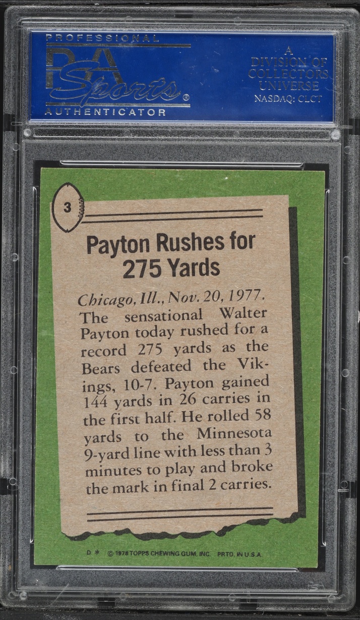 1978 Topps Football Walter Payton #3 PSA 8 NM-MT