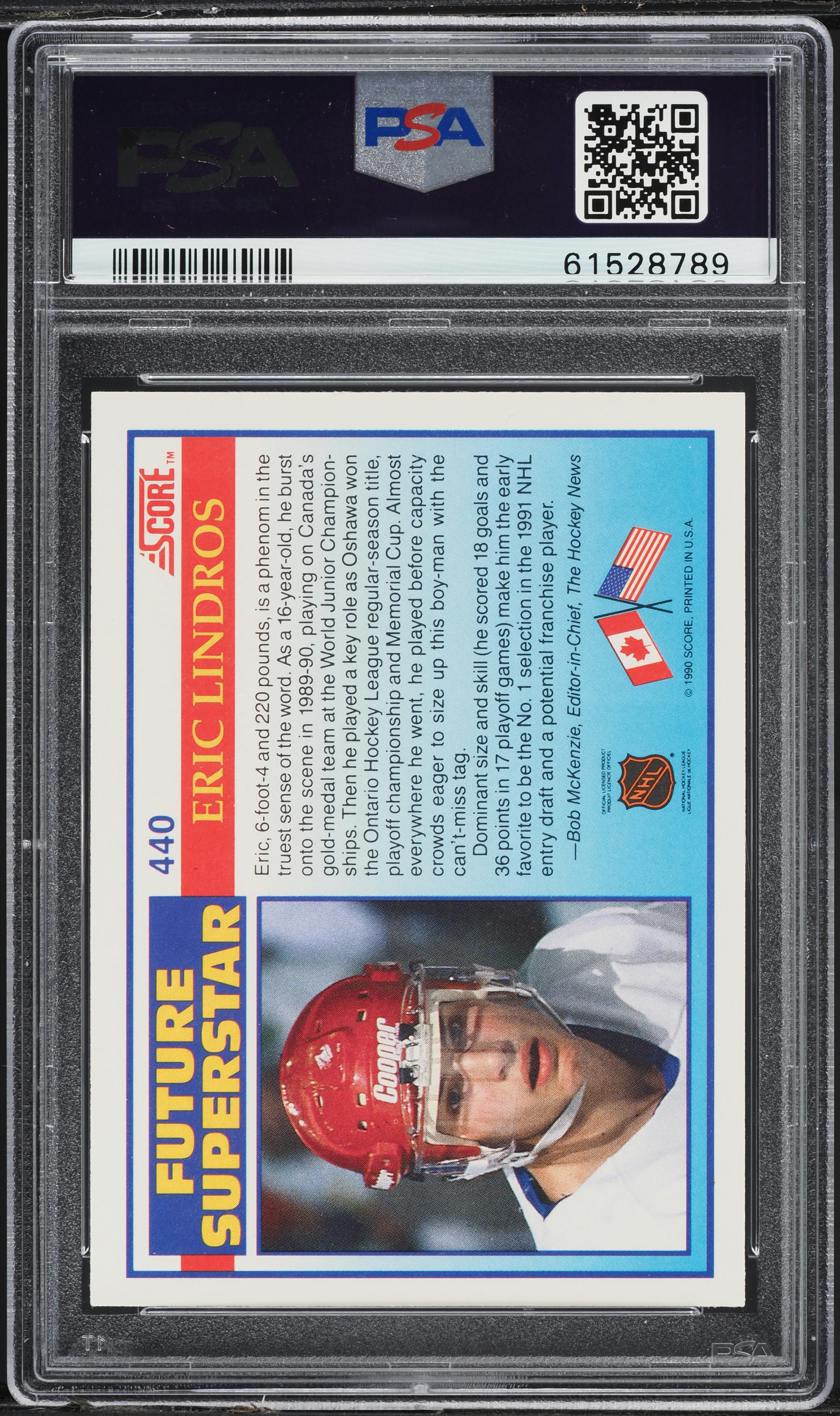 1990 Score Future Superstar Eric Lindros ROOKIE #440 PSA 9 MINT on