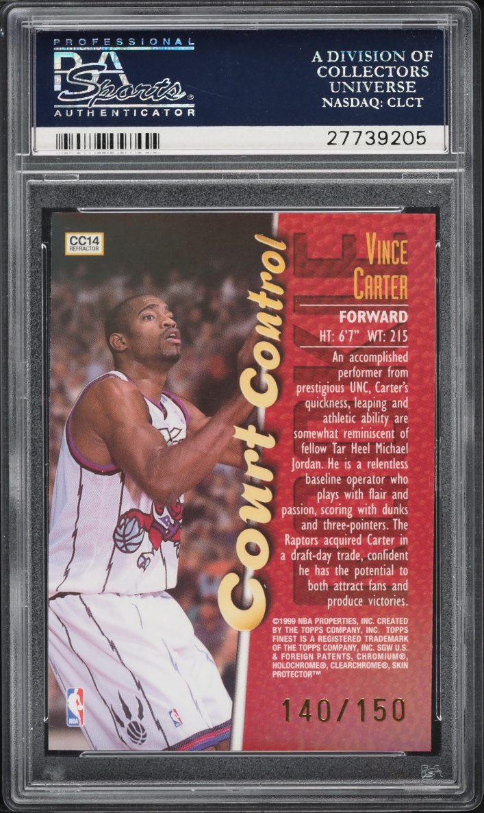 1998 Finest Court Control Refractor Vince Carter ROOKIE /150 #CC14 PSA 10 GEM MINT