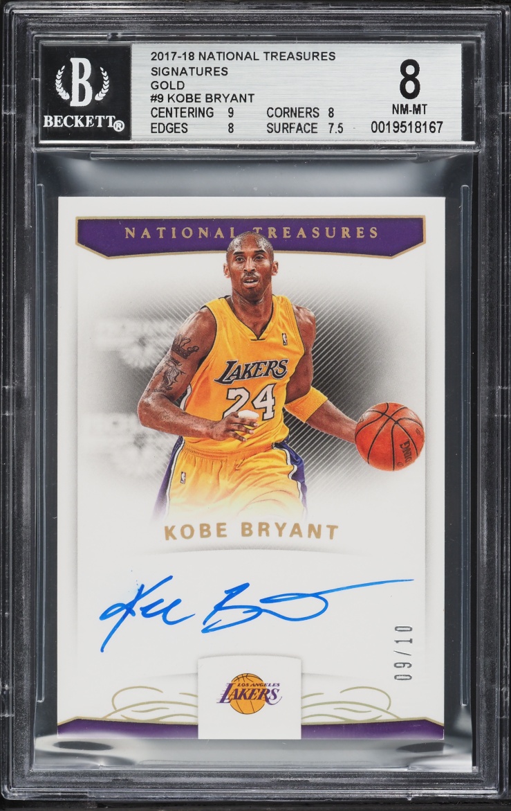 2017 National Treasures Gold Kobe Bryant AUTO /10 #S-KBR BGS 8 NM-MT