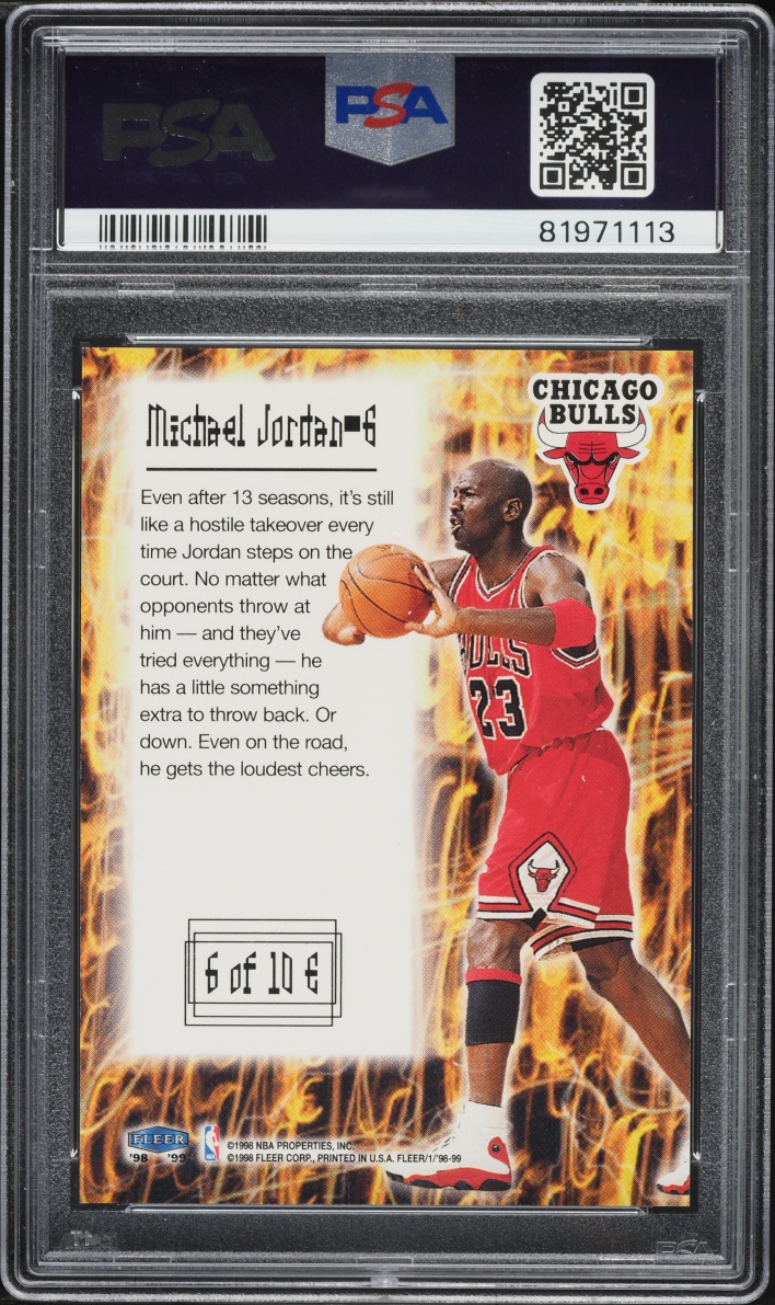 1998 Fleer Tradition Electrifying Michael Jordan #6 PSA 10 GEM MINT