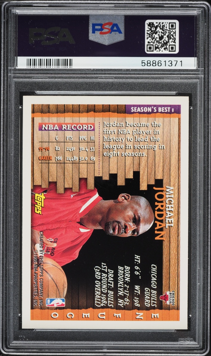 1996 Topps Season's Best En Fuego Michael Jordan #1 PSA 9 MINT