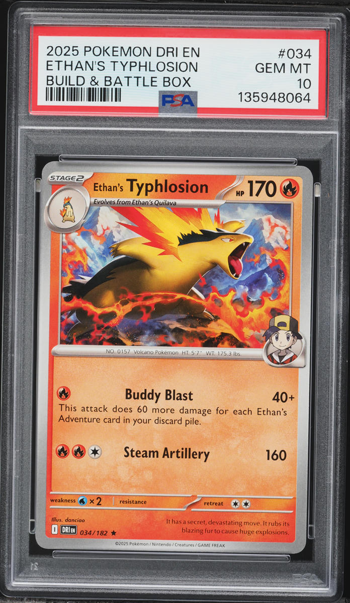 2025 Pokemon Destined Rivals Build & Battle Box Ethan's Typhlosion #034 PSA 10 GEM MINT