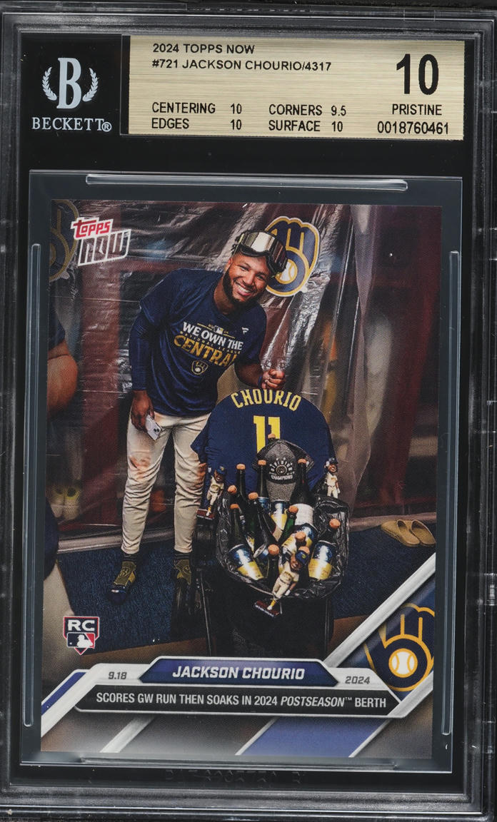 2024 Topps Now Jackson Chourio ROOKIE #721 BGS 10 PRISTINE