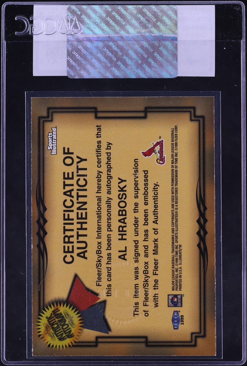 1999 Sports Illustrated Greats Of The Game Al Hrabosky AUTO CGC AUTH