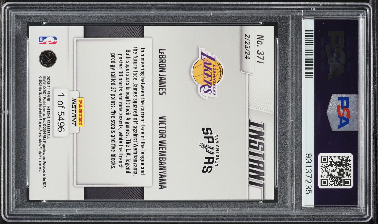 2023 Panini Instant LeBron James Victor Wembanyama ROOKIE #371 PSA