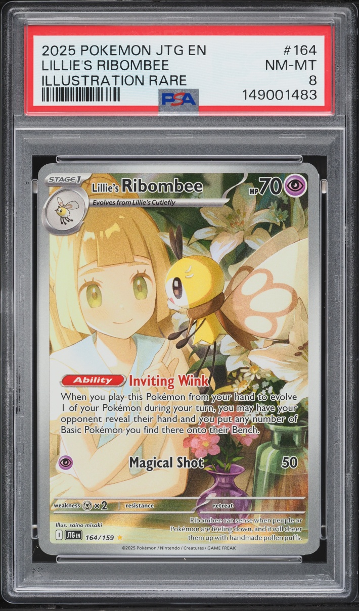 2025 Pokemon Scarlet & Violet Journey Together IR Lillie's Ribombee #164 PSA 8 NM-MT