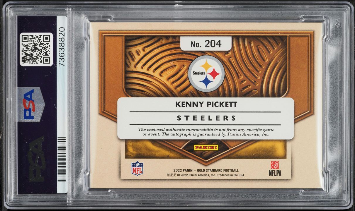 2022 Panini Gold Standard Prime Kenny Pickett ROOKIE PATCH AUTO DNA 8 /49 #204 PSA AUTH
