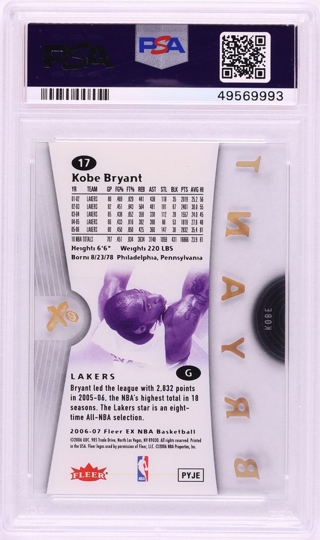 2006 Fleer E-X Kobe Bryant #17 PSA 9 MINT