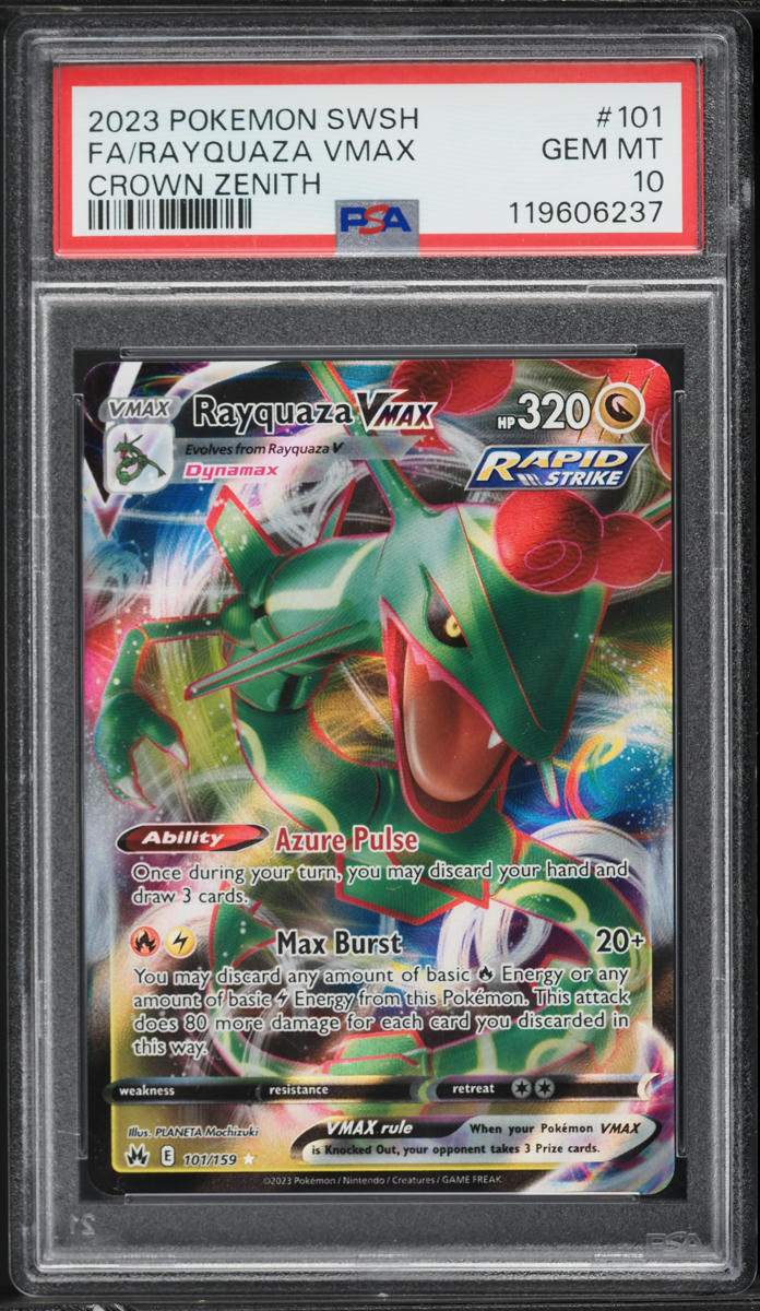 2023 Pokemon Sword & Shield Crown Zenith Full Art Rayquaza VMAX #101 PSA 10 GEM MINT