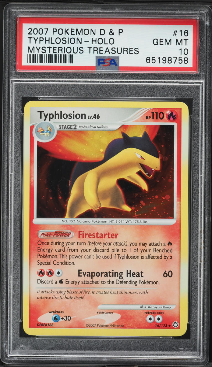 2007 Pokemon DP Mysterious Treasures Holo Typhlosion #16 PSA 10 GEM MINT