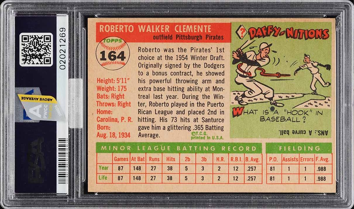 1955 Topps Roberto Clemente ROOKIE #164 MBA PSA 9 MINT (PWCC-A)
