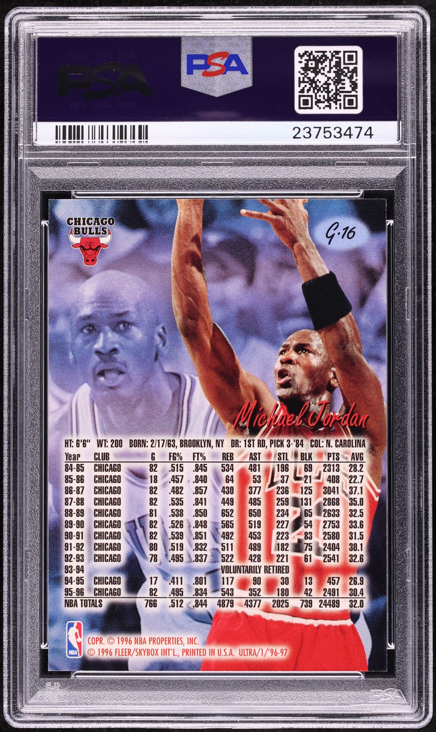 1996 Ultra Gold Medallion Michael Jordan #G16 PSA 10 GEM MINT