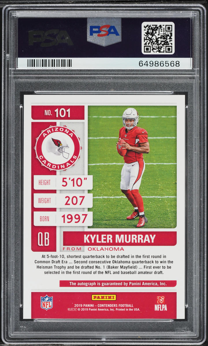 2019 Panini Contenders Variation Kyler Murray ROOKIE AUTO #101 PSA 10 GEM MINT