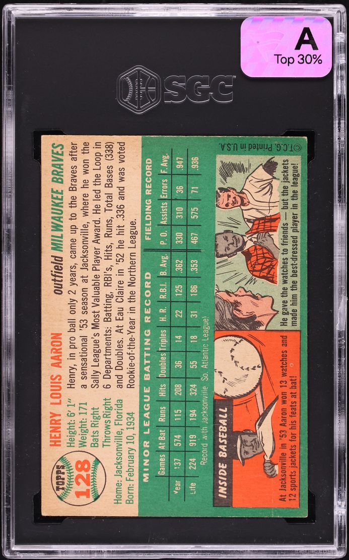 1954 Topps Hank Aaron ROOKIE #128 SGC 7 NRMT