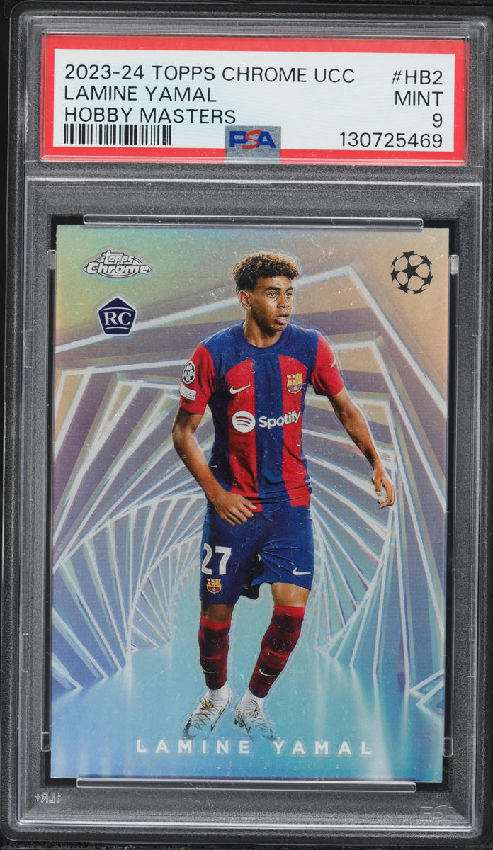 2023 Topps Chrome UEFA Club Competitions Hobby Masters Lamine Yamal ROOKIE #HB2 PSA 9 MINT