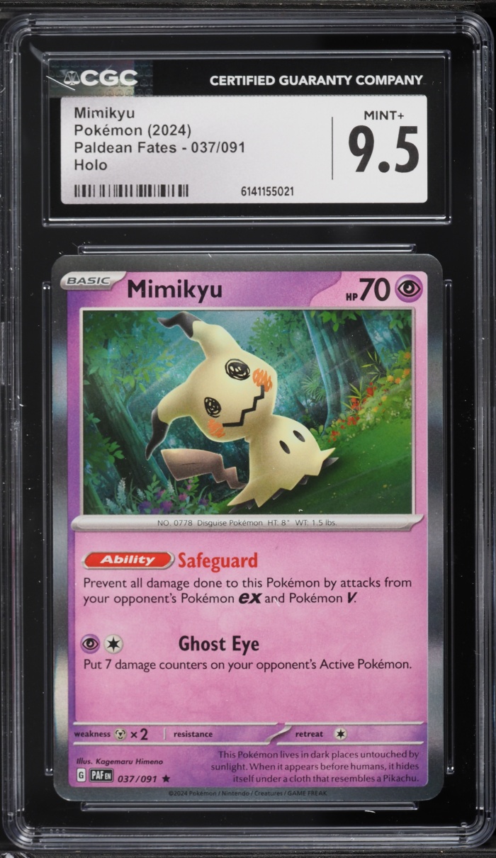 2024 Pokemon Scarlet & Violet Paldean Fates Holo Mimikyu #37 CGC 9.5 MINT+